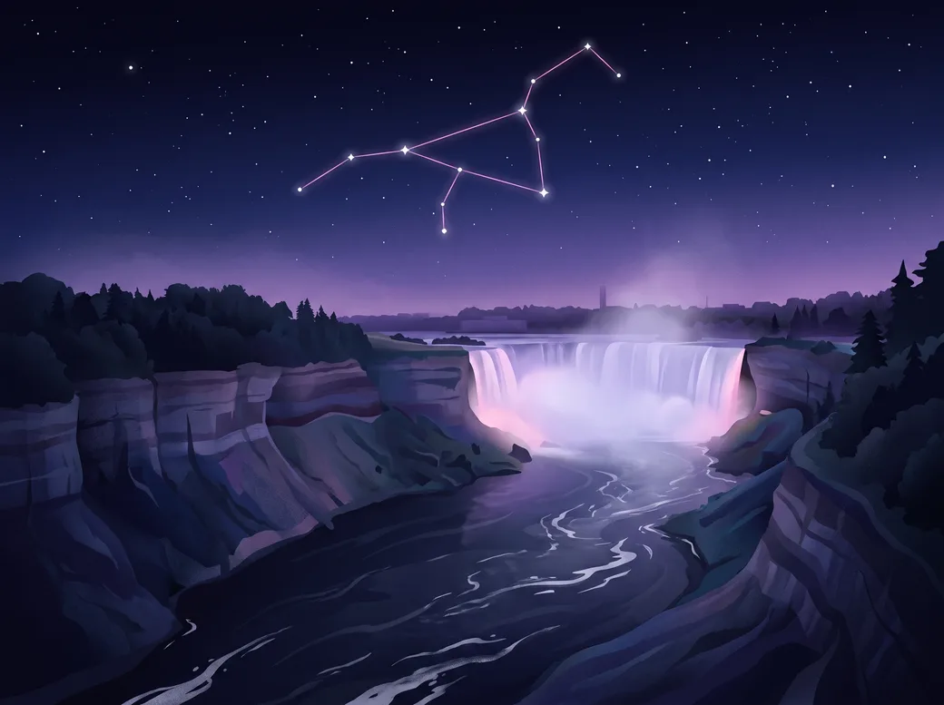 Niagara River gorge at night under a starry sky