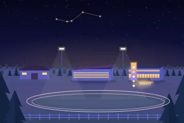 Raceway and fairground hall in Hanover at night