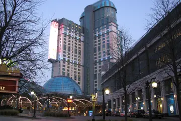 Fallsview Casino Resort tower and dome at dusk