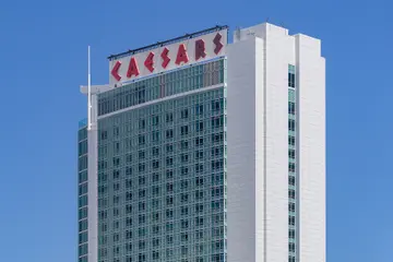 Red CAESARS letters on the Caesars Windsor tower
