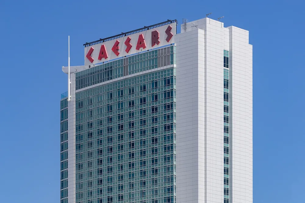 Red CAESARS letters on the Caesars Windsor tower